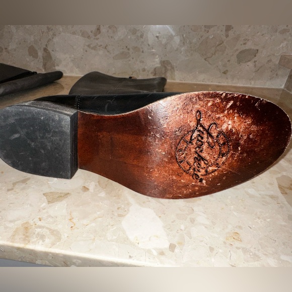 Lucchese leather boots, wore once, black and gray, tall zip up boots - Picture 8 of 9